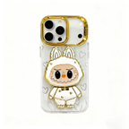 Aesthetic Clear iPhone 17 Case - Kawaii Cartoon with Mirror & Heart Details