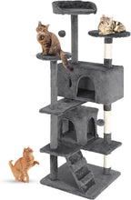 FDW Cat Tree 54in Cat Tower Multi-Level Durable Cat Scratching Post & Cozy Fun Cat Jumping Platform Space Saving Cat Condo Pet Play House for Indoor Cats