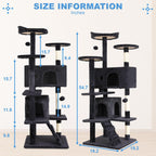 FDW Cat Tree 54in Cat Tower Multi-Level Durable Cat Scratching Post & Cozy Fun Cat Jumping Platform Space Saving Cat Condo Pet Play House for Indoor Cats