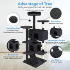 FDW Cat Tree 54in Cat Tower Multi-Level Durable Cat Scratching Post & Cozy Fun Cat Jumping Platform Space Saving Cat Condo Pet Play House for Indoor Cats