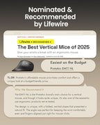 ProtoArc Ergonomic Mouse, EM11 NL Bluetooth Rechargeable Wireless Vertical Mouse, 3 Multi-Device Connectivity for Computer/PC/Laptop, 2.4GHz Optical Mice for Windows, Mac OS, Black