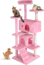 FDW Cat Tree 54in Cat Tower Multi-Level Durable Cat Scratching Post & Cozy Fun Cat Jumping Platform Space Saving Cat Condo Pet Play House for Indoor Cats
