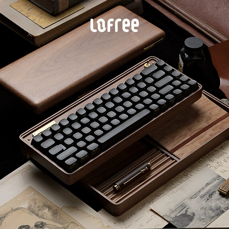 Lofree Half-Full Mechanical Keyboard | Wireless Bluetooth, Brown Switch, Solid Wood & Stationery Gift Set