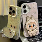 Aesthetic Clear iPhone 17 Case - Kawaii Cartoon with Mirror & Heart Details
